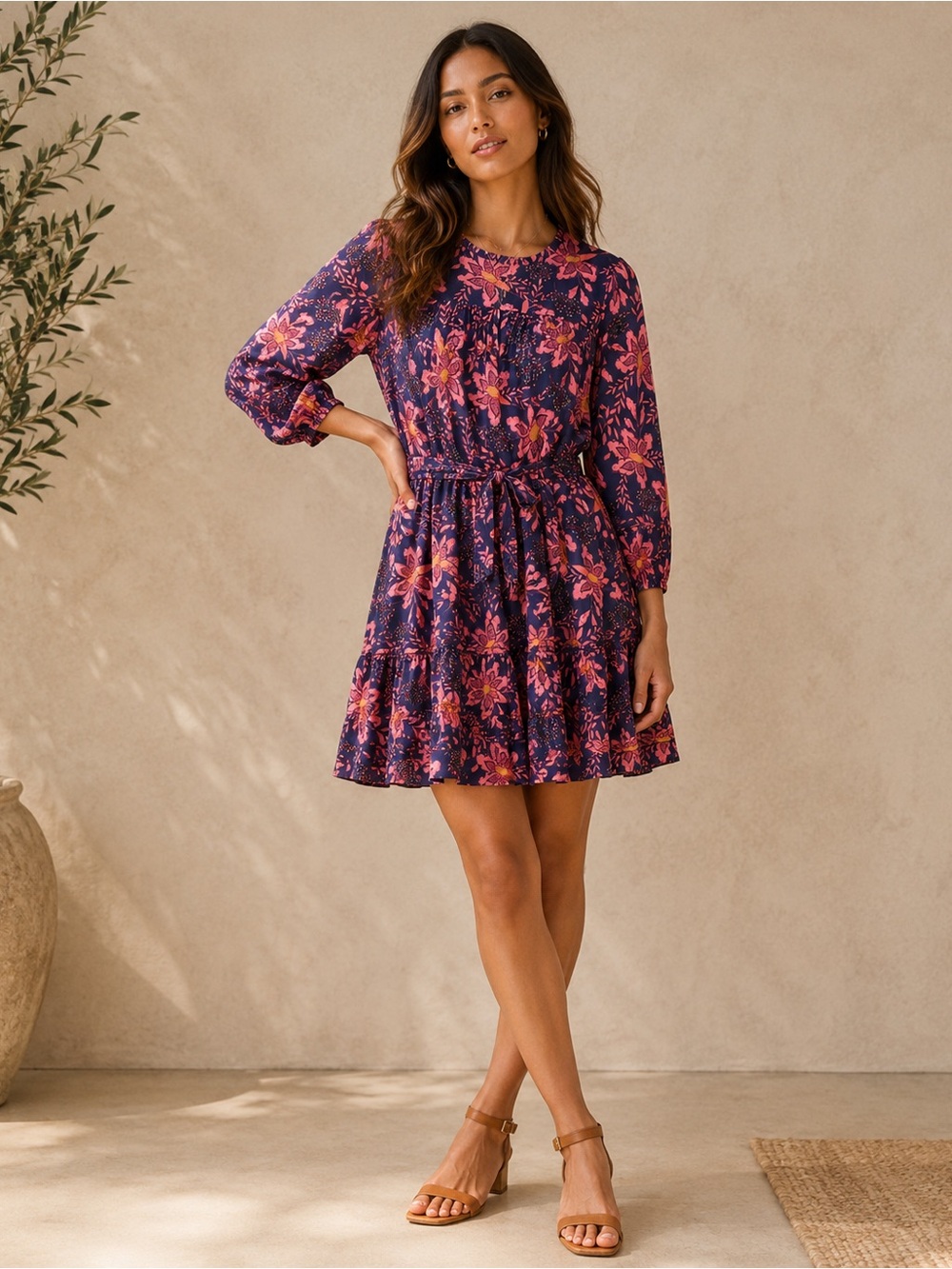 Trovata Nia Navy and Pink Dress Size Large NWT